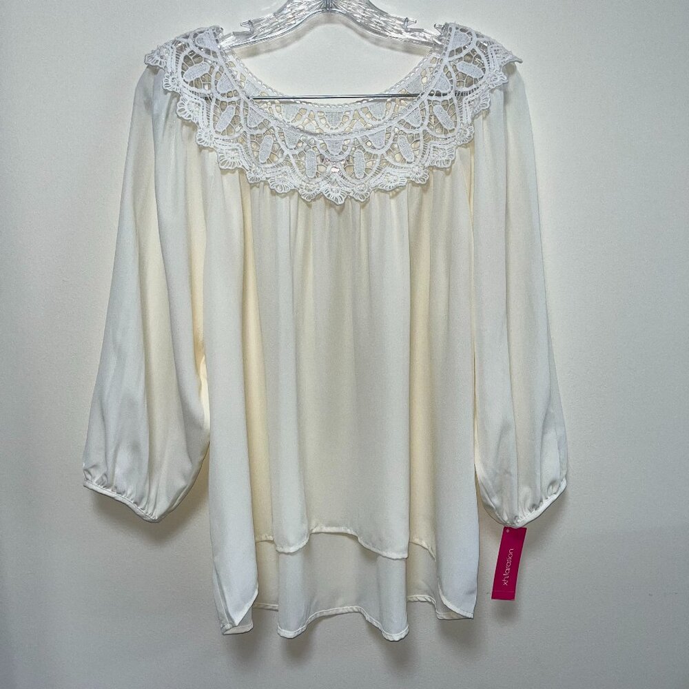 Xhilaration Cream Flowy Lace Blouse: NWT